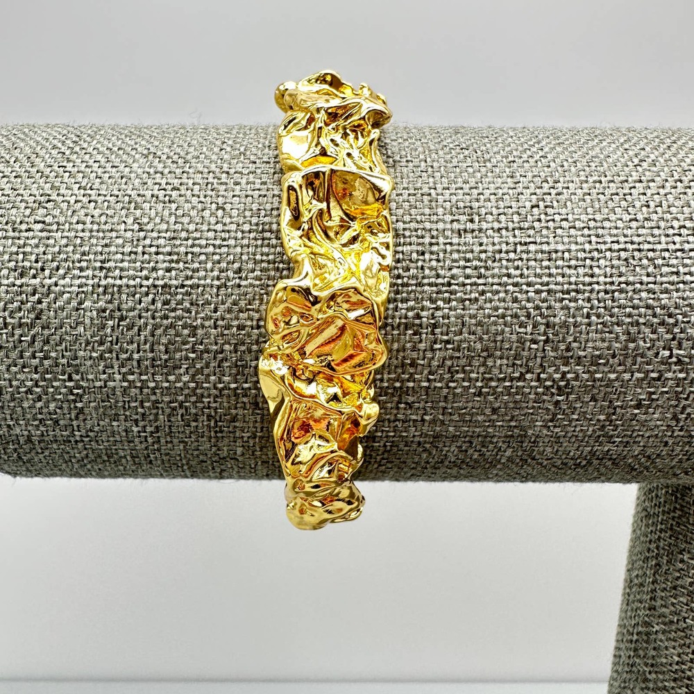 AMBER SCEATS Emery Bracelet Crushed Metal 24kt Gold Plating-NEW - Picture 5 of 7